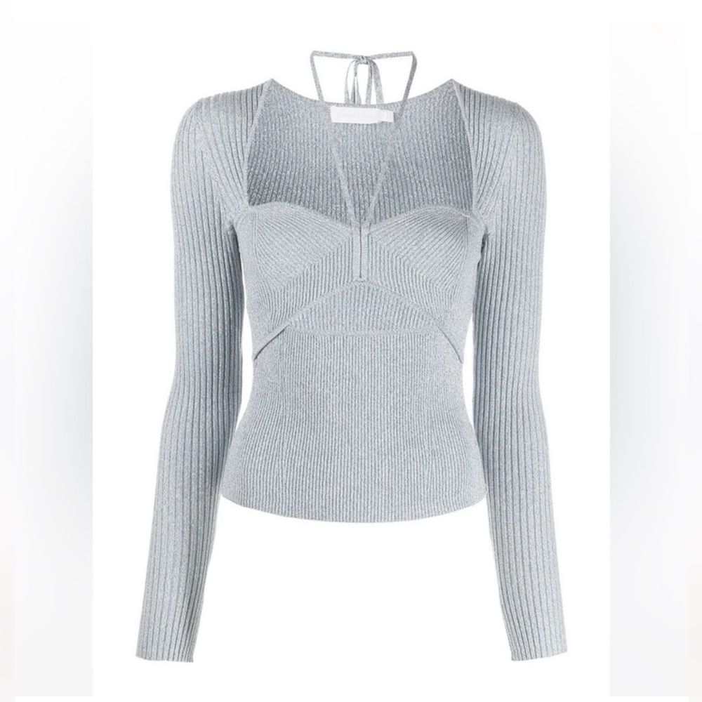 Jonathan Simkhai Alexia Knit Sweetheart Halter Tie Top